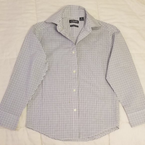 Chaps Boys Blue Black Button Down Shirt size 8 - Picture 1 of 7